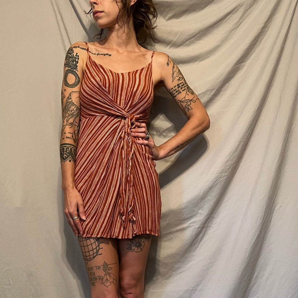INTHEBEGINNING striped mini dress